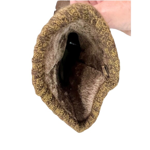 Isaac Mizrahi Suede Look Sweater Cuff Faux Fur Lined Booties Brown Womens Sz 10 - Picture 7 of 8